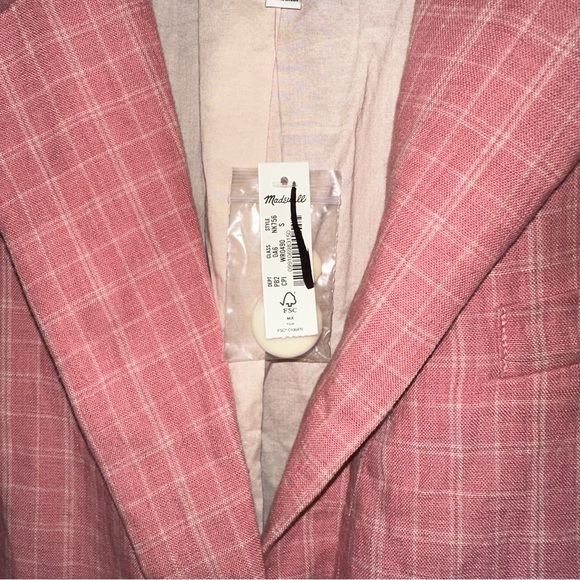 Plaid Larsen Blazer in 100% Linen | Madewell S Cafe Pink - Picture 6 of 6